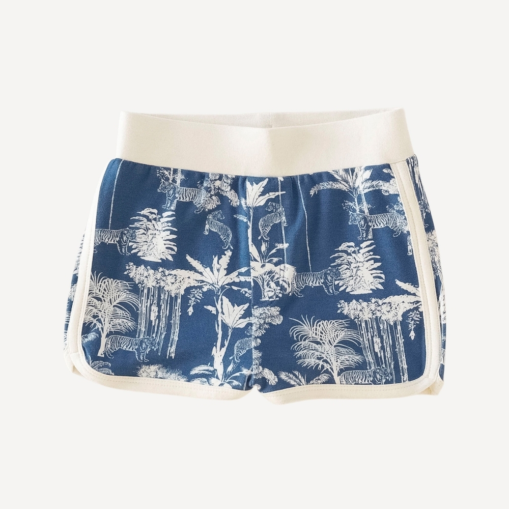 NWT 4T Kate Quinn Retro Track Short Fountain Blue Jungle 🐅 🌴 Bamboo